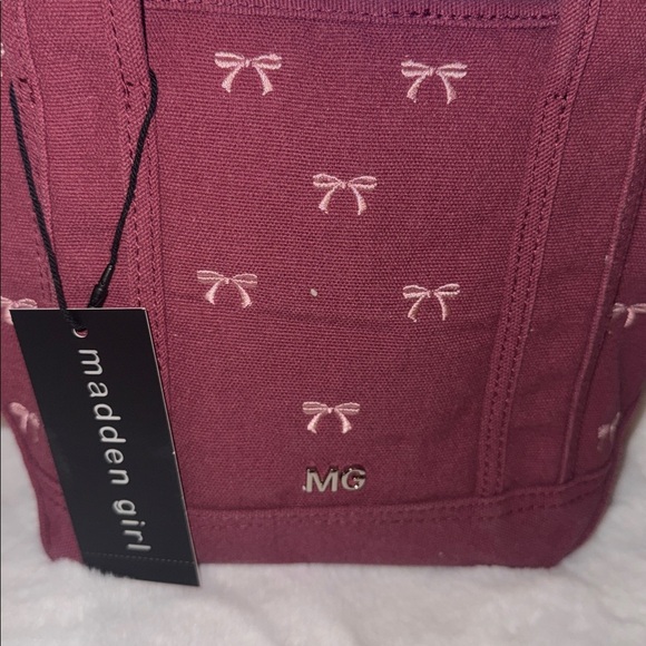 🎀Madden girl Burgundy minni tote  with Pink Bow 🎀 - Picture 6 of 12